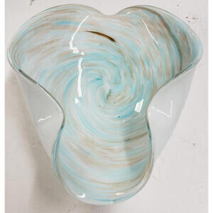 Murano Art Glass Blue Gold Dust Triangle Ashtray Bowl